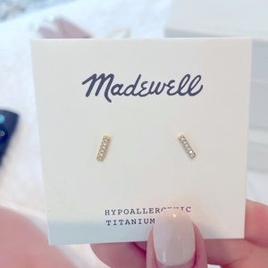 NWT Madewell gold crystal bar studs
